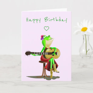 Lustige Geburtstagskarte Frosch spielt Gitarre Mus Karte