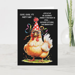 Lustige Geburtstagskarte mit stilvollen Huhn Einladung