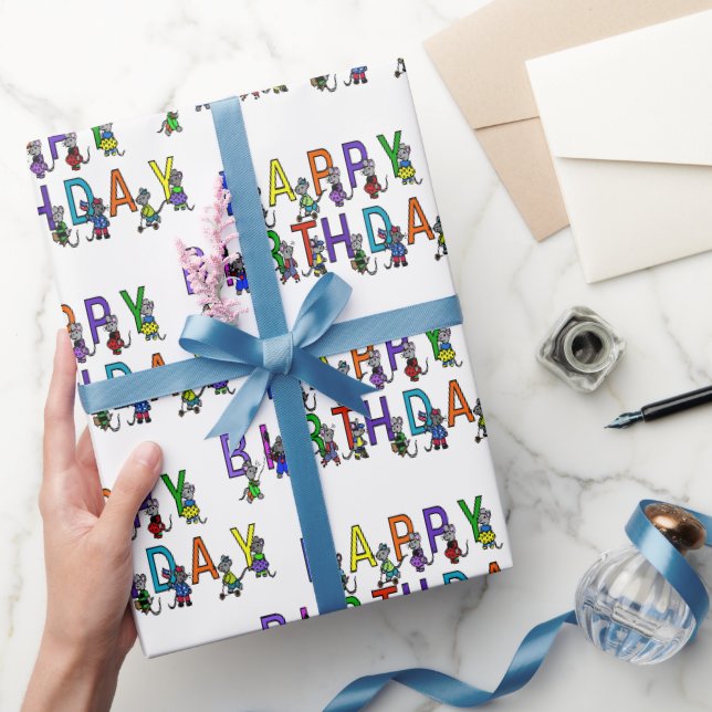 Lustige Geburtstagsmäuse Geschenkpapier (Schenken)