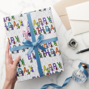 Lustige Geburtstagsmäuse mit Punkten Geschenkpapier