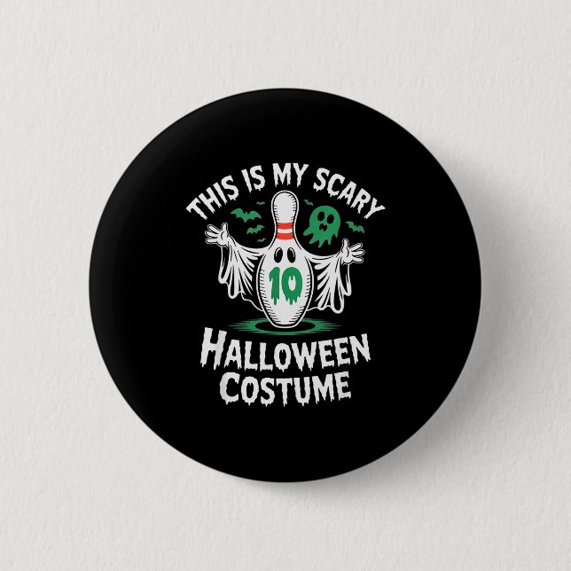 Lustige Geist Bowling Liga Team Halloween Humor Te Button (Vorderseite)