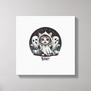 Lustige Geist Katze Boo Halloween Tier Geist Kitty Leinwanddruck