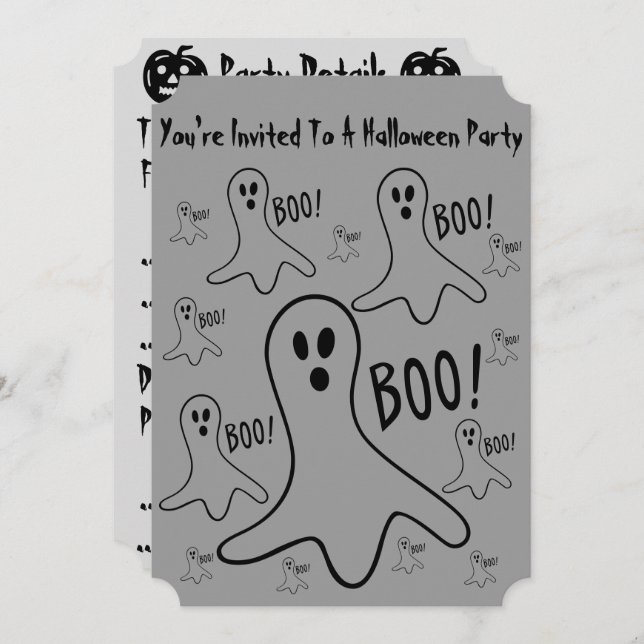 lustige Geister schreien Boo-Halloween-Party Einladung (Vorne/Hinten)