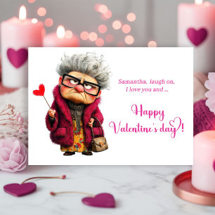 Lustige gelangweilte Dame Augenrollen Valentinstag Feiertagskarte
