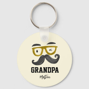 Lustige gelbe Brille und Schnurrbart Custom Opa Schlüsselanhänger