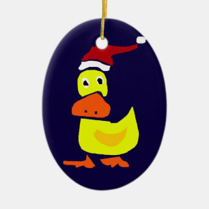Lustige gelbe Enten-Weihnachtsverzierung Keramikornament