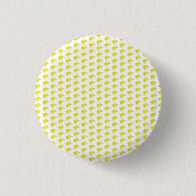 Lustige gelbe Vögel Doodle Button (Vorderseite)