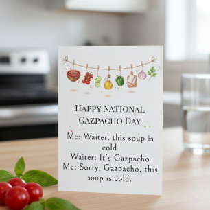 lustige Gemüse Nationaler Gazpacho-Tag Dankeskarte