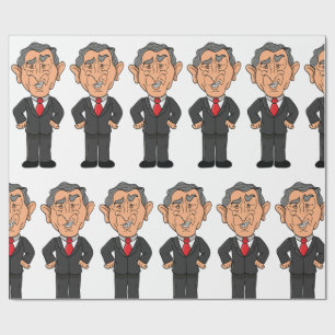 Lustige George W. Bush Politische Karikatur Geschenkpapier
