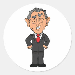 Lustige George W. Bush politische Karikatur Runder Aufkleber