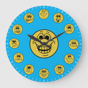 Lustige Gesichter & Ausdrücke in gelben Emojis Große Wanduhr