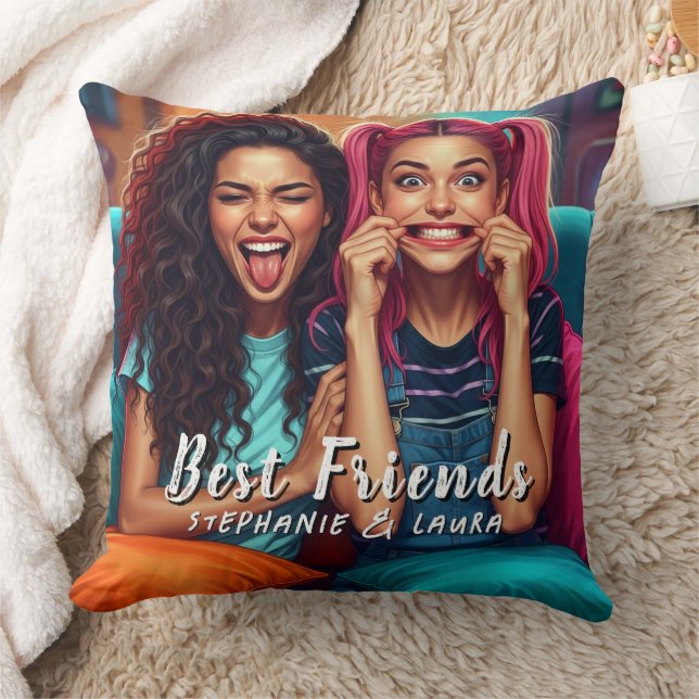 Lustige Gesichter bester Freundinnen  Kissen (Decke)