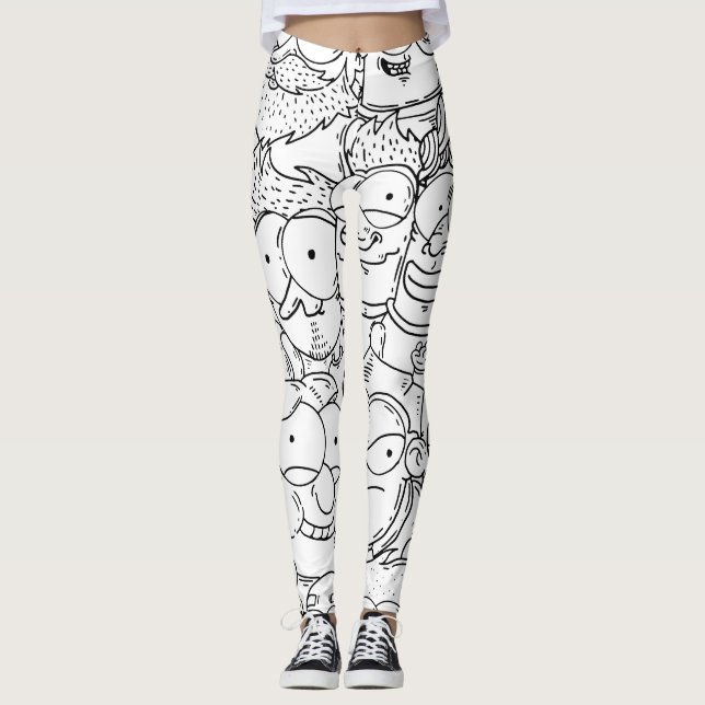 Lustige Gesichts-kreativer Muster-Entwurf Leggings (Vorderseite)
