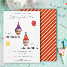 Lustige Gesichtsfotos Kinder gemeinsame Geburtstag