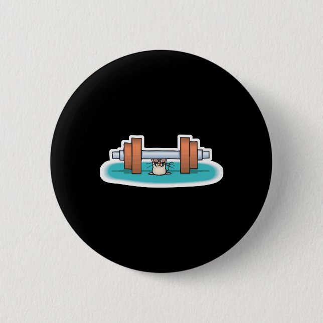 lustige Gewichthebelmaus Button (Vorderseite)