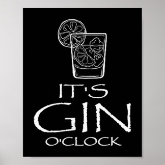 Lustige Gin Tonic Sprüche Oh Es Ist Gin Uhr  Poster