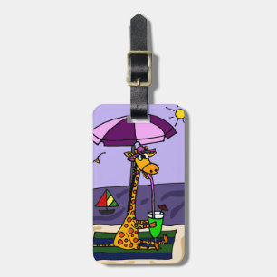 Lustige Giraffe am Strand Gepäckanhänger