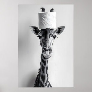 Lustige Giraffe Badezimmer Druck Toilettenpapier H Poster