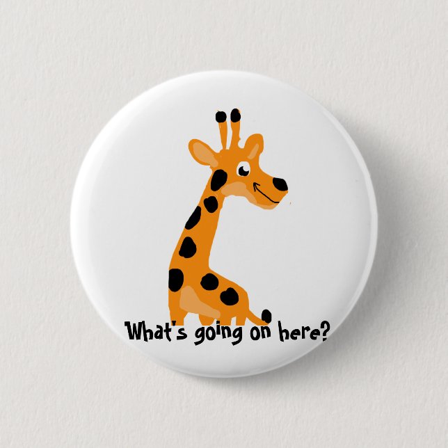 Lustige Giraffe Button (Vorderseite)