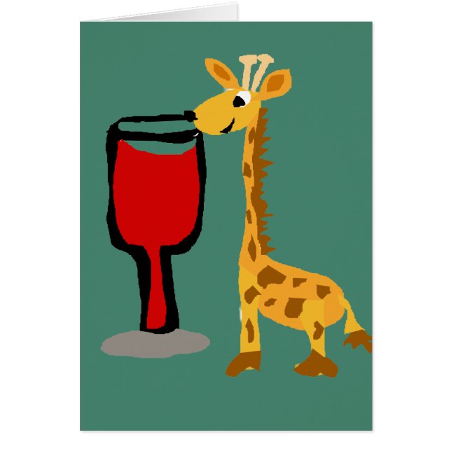 Lustige Giraffe, die Rotwein Cartoon trinkt (Vorne)