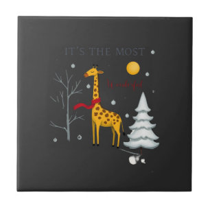 Lustige Giraffe Die Wunderbarste Zeit Weihnachten Fliese