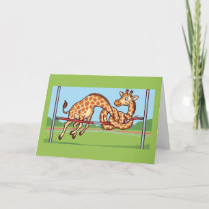 Lustige Giraffe Hochsprung Cartoon Karte