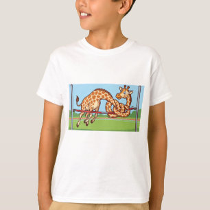 Lustige Giraffe Hochsprung Cartoon T-Shirt