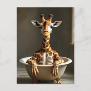 Lustige Giraffe im Bad Postkarte