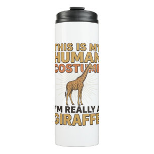 Lustige Giraffe Mensch Kostüm Vintage Stiche Shirt Thermosbecher