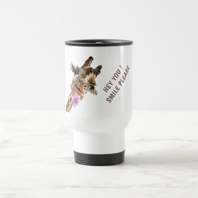 Lustige Giraffe-Reisebecher mit auffälligem Text Reisebecher (Mittel)