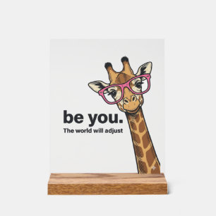 Lustige Giraffe Sei Du Vintage Gravur Shirt Design Acrylschild
