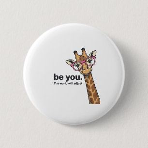Lustige Giraffe Sei Du Vintage Gravur Shirt Design Button