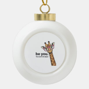 Lustige Giraffe Sei Du Vintage Gravur Shirt Design Keramik Kugel-Ornament