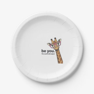 Lustige Giraffe Sei Du Vintage Gravur Shirt Design Pappteller
