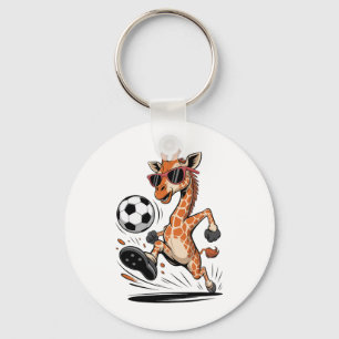 Lustige Giraffe spielt Fußball Ll-Kunstwerk Cool A Schlüsselanhänger