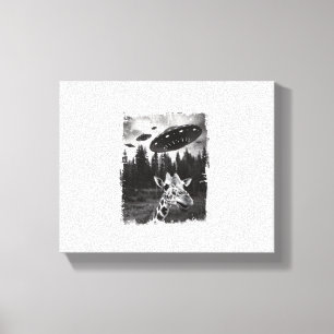Lustige Giraffe UFO Zoo Tier Seltsames Meme Grafik Leinwanddruck