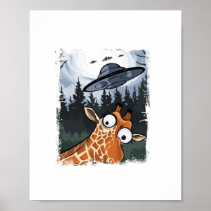 Lustige Giraffe UFO Zoo Tier Weird Meme Grafik  _ Poster