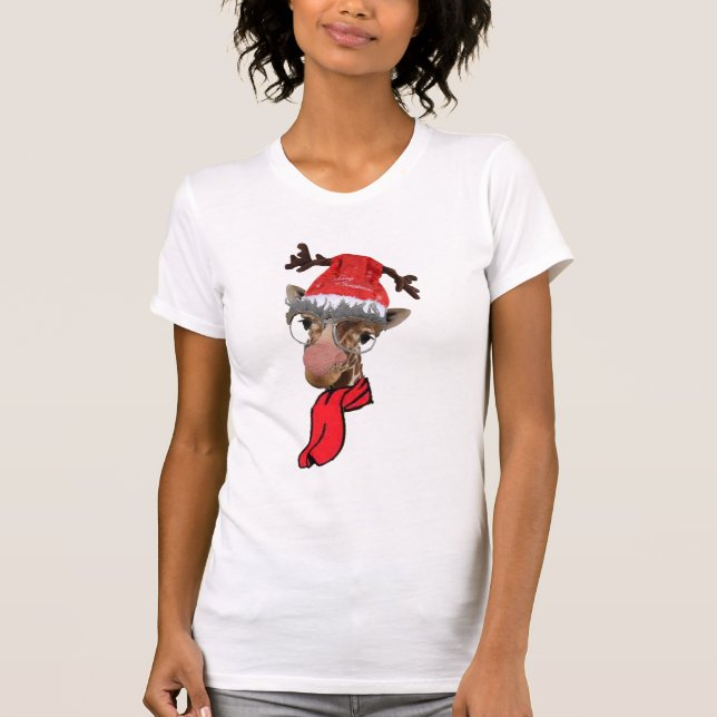 lustige Giraffe Weihnachten T - Shirt Design (Vorderseite)