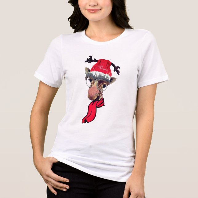 lustige Giraffe Weihnachten T - Shirt Design (Vorderseite)