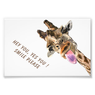 Lustige Giraffe Zunge Raus Benutzerdefinierter Tex Fotodruck