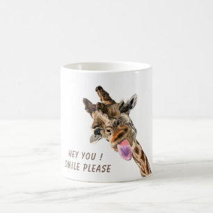 Lustige Giraffe Zunge Raus Catchy Text Kaffeetasse