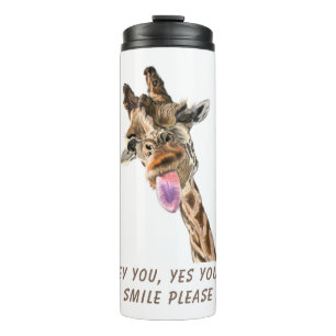 Lustige Giraffe Zunge Raus Catchy Thermotasse Thermosbecher