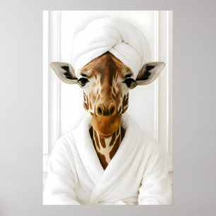 Lustige Giraffen-Badezimmer-Druck, Giraffe im Bade Poster