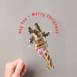 Lustige Giraffen-Weihnachtskarte - Benutzerdefinie Acryleinladungen