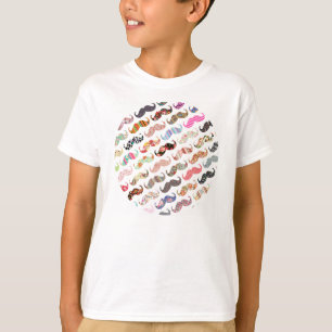 Lustige Girly bunte Muster-Schnurrbärte T-Shirt