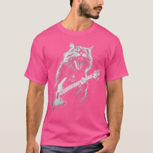 Lustige Gitarre spielende Katzenfrau, Rock-Katze T-Shirt