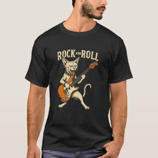 Lustige Gitarre spielende Sphynx-Katze Rock Coole T-Shirt