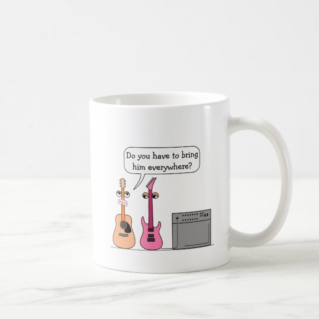Lustige Gitarren-dritte Rad-Cartoon-Szene Tasse (Rechts)