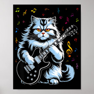 Lustige Gitarrenkatze Rockspielend Poster