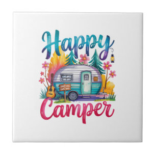 Lustige glückliche Camper Camping Bekleidung Anhän Fliese